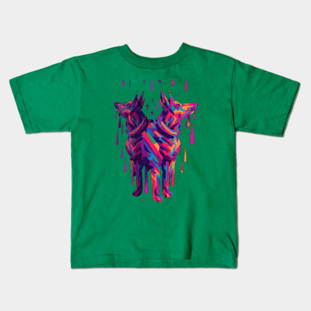 Australian Kelpie Dog Ink Artwork Kids T-Shirt by Furrban